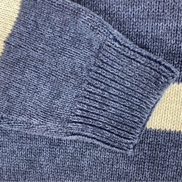 Chaps Mock Neck Sweater Sz Large Cotton Blue Stripe - Picture 5 of 9